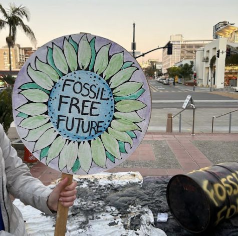 Environmental Action Club at a protest for a fossil-free future in Downtown San Diego with Youth v. Oil