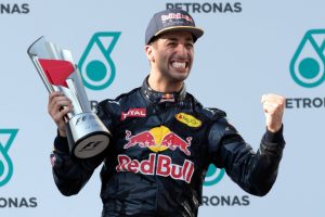 Daniel Ricciardo after winning the 2016 Malaysian Grand Prix. Image via Wikimedia Commons.