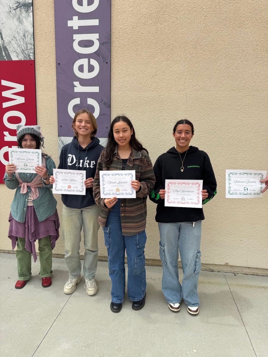 (from left to right) Marina Garcia, Ella Milton, Sarah Lehman, Inji Hamdoun, Zac Schmidt's hand. Image via Kayla Kashani.
