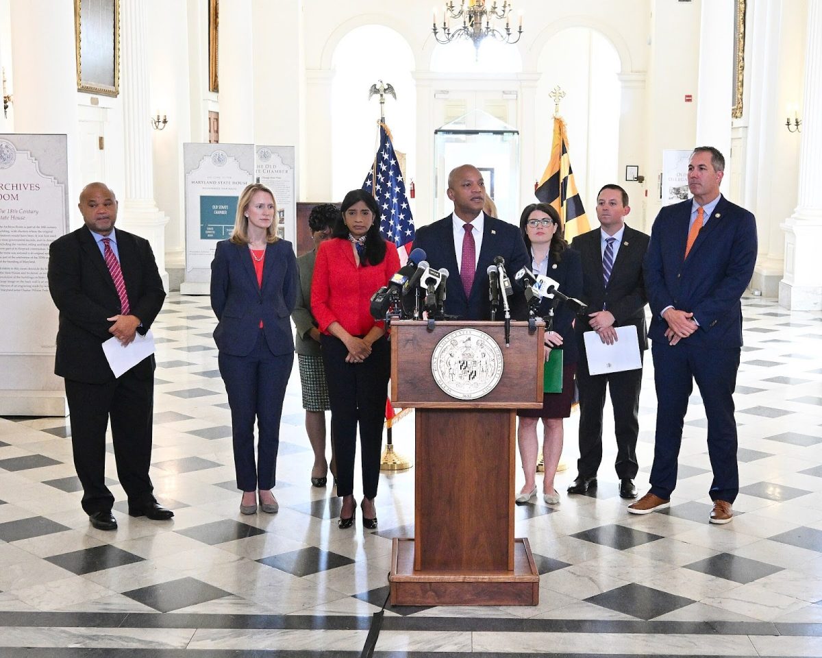 The Governor of Maryland holding a press conference on the shutdown. Image via Wikipedia commons