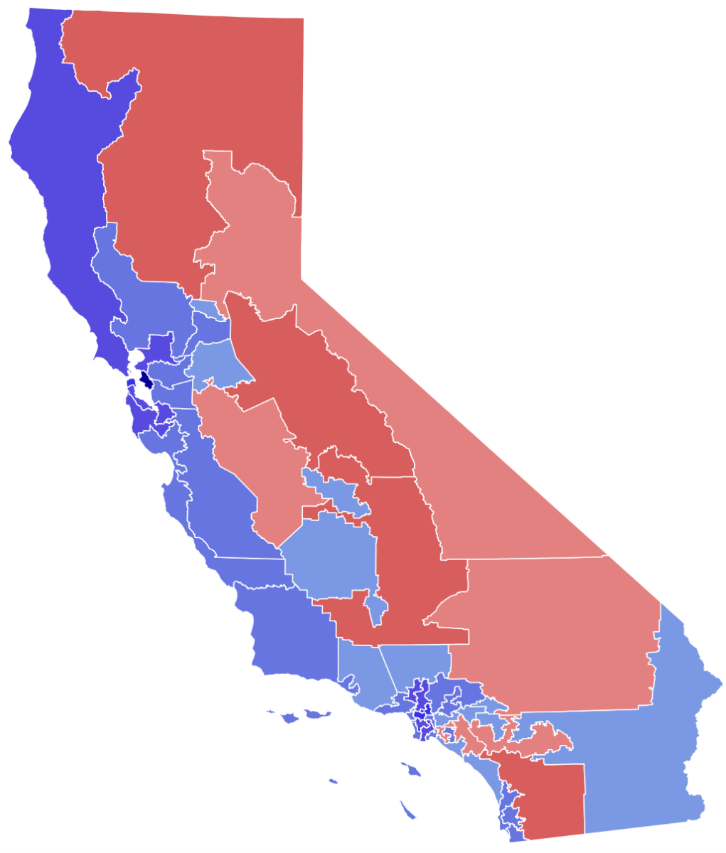 Map of California’s congressional districts before Prop 50